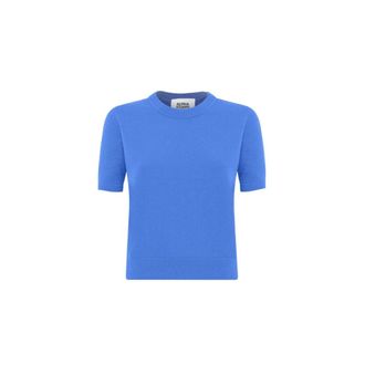 Alpha Studio Truien & Vesten, Dames, Blauw, M, Girocollo Crop Retro
