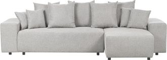 Beliani Beliani - Modern Left Hand Fabric Corner Sofa Extra Scatter Cushions with Storage Light Grey Luspa