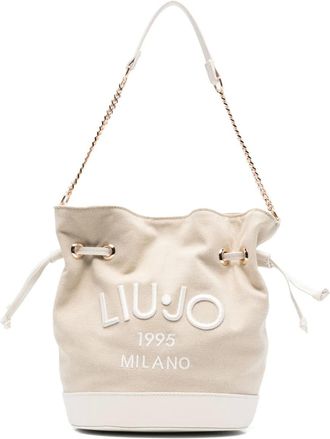 Liu Jo logo-patch bucket bag - women - Polyester/Cotton/Polyurethane Resin/Polyester - OS - Neutrals