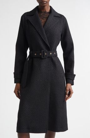 Dolce & Gabbana Belted Tweed Trench Coat in N0000 Nero at Nordstrom, Size 2 Us