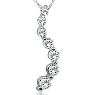 Pompeii3 1ct Diamond Journey Pendant 14K White Gold New 1 tall