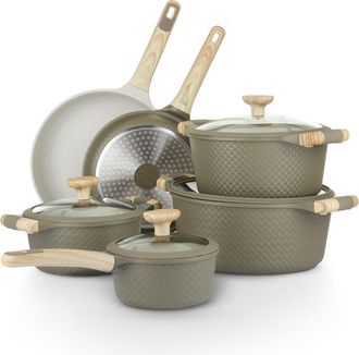 KASANOVA Batteria pentole 10 pezzi Bamb&ugrave; verde e crema