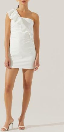 ASTR the Label Camila Ruffle Detail One-Shoulder Minidress in White at Nordstrom Rack, Size Large