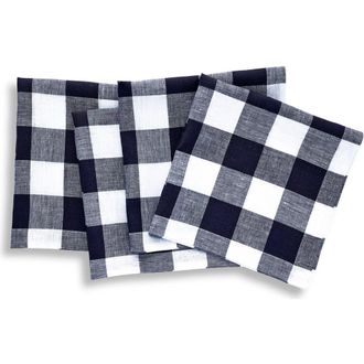 Solino Home Linen Dinner Napkins - Buffalo Check, 20 x 20 in Navy And White at Nordstrom, Size Large