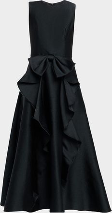 Shoshanna Leo Bow-Front Pebble Mikado Maxi Dress