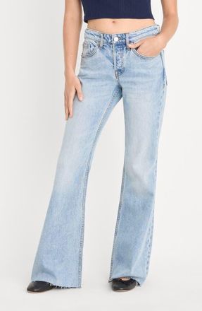 Good American Raw Hem Low Rise Relaxed Flare Jeans in Indigo1288 at Nordstrom, Size 10