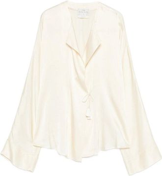 Forte_Forte Camicia Incrociata Raso Seta Stretch Shiny