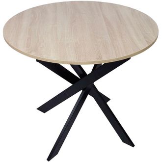 Skraut Home Skraut Home - Mesa De Comedor Fija Redonda, Modelo Zen, 90 X 90 X 77 Cm, Capacidad Hasta 4 Personas, Materiales Resistentes, Acabado Madera Color Robl