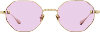Valentino VLX-122 Titanium V-Stud Sunglasses - Gold