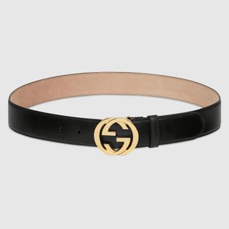 Gucci Belt With Interlocking G Buckle, Size Gucci 100, Black, Leather