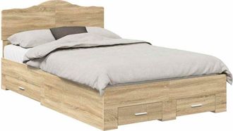 vidaXL Estructura De Cama Con Cabecera Roble Sonoma 135 X 190 Cm Vidaxl