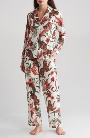 Desmond & Dempsey Long Sleeve Cotton Pajamas in Soleia Cream at Nordstrom, Size Xx-Large