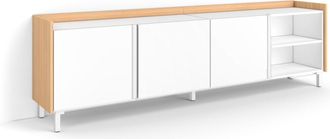Skraut Home Skraut Home - Mueble Tv, Televisi&oacute;n, Muebles De Sal&oacute;n, Almacenaje, 207x35x61cm, Para Tv Hasta 80, Dise&ntilde;o Industrial, Estilo Moderno, Blanco Y Roble So