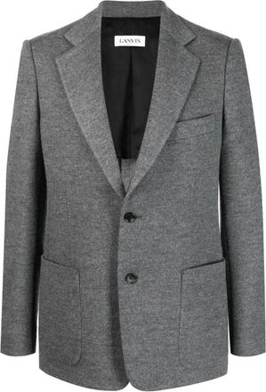 Lanvin 2Buttons Patch Pockets Jacket - Heren - Blazers - Grijs - XL - Wol - Jassen