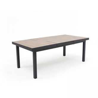 Oviala Mesa extensible de aluminio y cer&aacute;mica marr&oacute;n