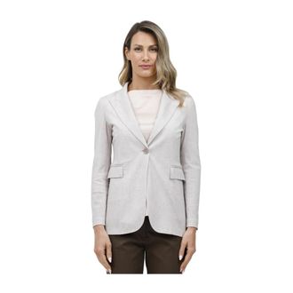 Circolo 1901 Canvas Effect Piqu&eacute; Single-Breasted Jas - Dames - Blazers - Grijs - M - Jassen