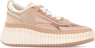 Chlo&eacute; Chunky Sole Recycled Fabric Sneaker - Beige