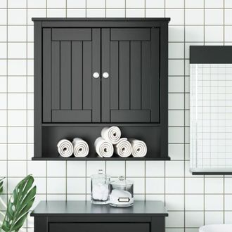 vidaXL Furniture Limited - Mueble De Pared Ba&ntilde;o Berg Madera Maciza Negro