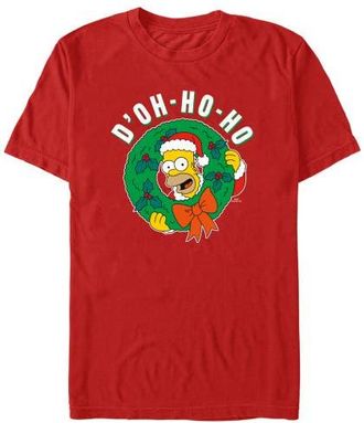 The Simpsons Mens The Simpsons Christmas Homer Doh-Ho Wreath Graphic T-Shirt in Red at Nordstrom, Size Xxx-Large