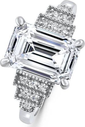 Pompeii3 Certified 2.15Ct - 6.15Ct Emerald Cut Lab Grown Diamond Engagement 14k Gold Ring