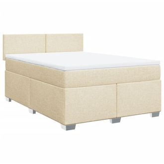 vidaXL Cama Box Spring Con Colch&oacute;n Tela Color Crema 160x200 Cm Vidaxl