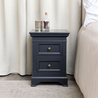 Melody Maison Navy Black Two Drawer Bedside Table - Daventry Navy Black Range