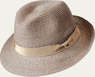 inverni Mens Small-Brim Woven Hemp Panama Hat