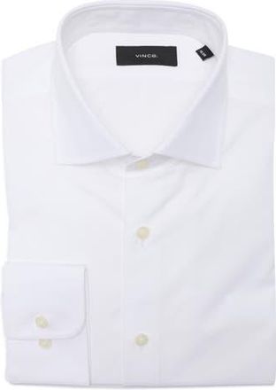 Vince Button Front Long Sleeve Cotton Shirt in White at Nordstrom Rack, Size 16.5 - L