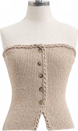 Moon River Womens Braided Trim Sleeveless Top In Beige