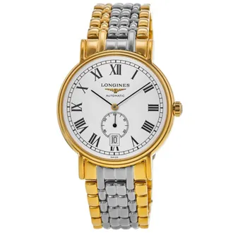 Longines La Grande Classique Presence Automatic White Dial Yellow Gold PVD Steel Mens Watch L4.805.2.11.7