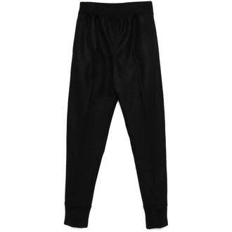 Jil Sander Slim-fit Trousers, male, Black, L, Black Wool Fleece Ribbed Trousers