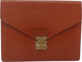 Louis Vuitton Porte-Documents Senateur Epi Leather Brown Leather Handbag (Pre-Owned)