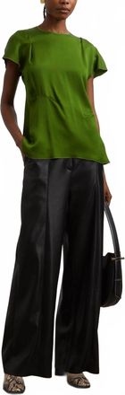 Victoria Beckham Draped Pleated Detail Top In Algae