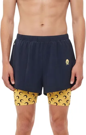 Marine Serre Navy Blue Logo Shorts