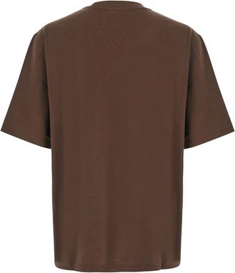 Ami Mens Round Neck T-Shirt Brown Cotton T-Shirts And Polos