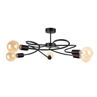 Netlighting Fiore Multi Arm Semi Flush Ceiling Light Black 60cm 5x E27