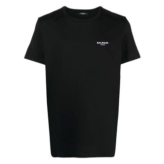 Balmain T-Shirts, male, Black, XL, Logo Embroidered T-Shirt in Black