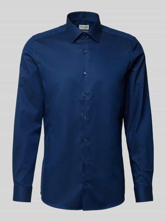 Olymp Level 5 Slim Fit Business-Hemd mit Strukturmuster und Kentkragen in Marine, Gr&ouml;&szlig;e 38