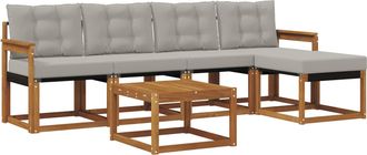 vidaXL Conjunto De Sof&aacute;s De Exterior 6 Uds. Natural Y Gris Claro Vidaxl