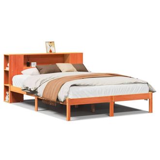 Berkfield Home Bookcase Bed without Mattress Wax Brown 135x190 cm Double Solid W