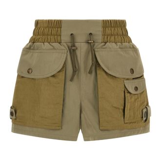Balmain Casual Shorts, female, Green, Size: 2XS Cotton Twill Utility Shorts