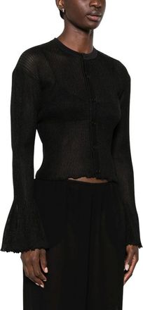 CFCL Cfcl, Truien & Vesten, Dames, Zwart, L, Fluted Lucent Gebreide Cardigan
