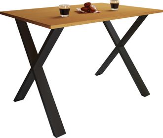 VCM Mesa De Comedor De Madera Vcm Premium Al. 76 X An. 110 X P. 80 Cm Mesa De Comedor De Cocina Mesa Xona X (negro / Haya)