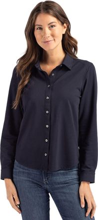 Cutter & Buck Advantage Tri-Blend Soft Pique Long Sleeve Knitted Womens Button Down