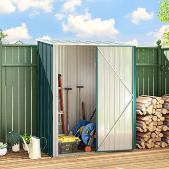 OUTSUNNY Outdoor Storage Shed w/ Lockable Door for Garden in Green