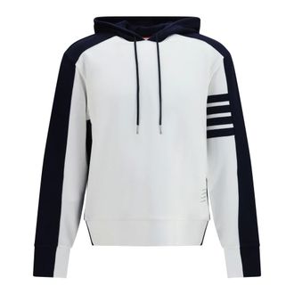 Thom Browne Loopback Colorblock Hoodie - Heren - Sweatshirts & Hoodies - Wit - Maat: L Katoen