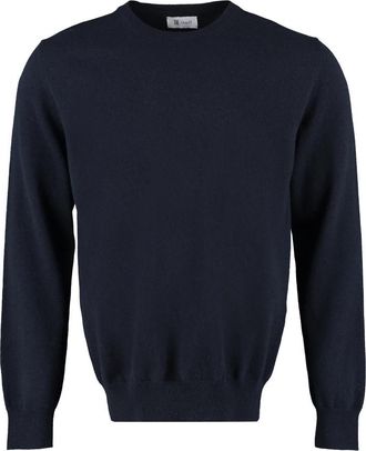 THE (ALPHABET) Cashmere Gebreide Trui met Ribboorden - Heren - Cashmere truien - Blauw - 2XL - Truien & Vesten