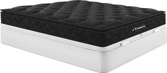 Vente-Unique Conjunto somier arc&oacute;n blanco + colch&oacute;n de muelles ensacados con sobrecolch&oacute;n integrado de 180 x 200 cm - BLACK DREAM de YSM&Eacute;E