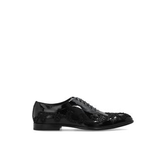 Dolce & Gabbana Leren Schoenen met Versieringen - Heren - Veterschoenen - Zwart - 41 EU - Leer - Schoenen