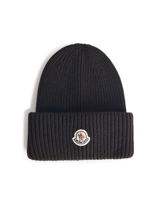 Moncler Tricot Beanie In Virgin Wool And Brown Cashmere